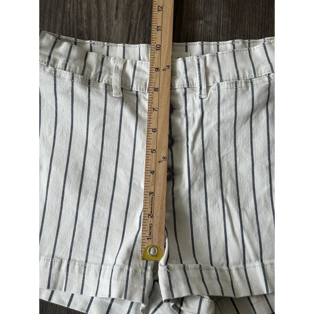 striped railroad shorts button up high rise indie boho cottage core Business Cas - Picture 5 of 6